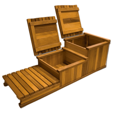 3-step cedar stairs with storage compartments